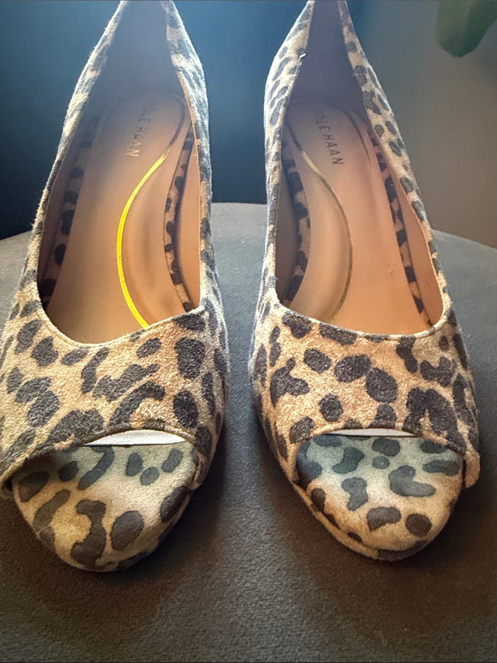 Cole Haan Drado Leopard Print Peep-Toe Heel Womens 8 Leather Work Fall - Picture 5 of 11